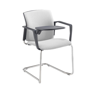 Santana cantilever chair with fabric seat and back - Arms and writing tablet