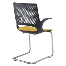 Load image into Gallery viewer, Solus designer cantilever meeting chair with upholstered seat and chrome frame