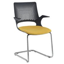 Load image into Gallery viewer, Solus designer cantilever meeting chair with upholstered seat and chrome frame