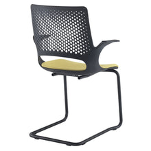 Load image into Gallery viewer, Solus designer cantilever meeting chair with upholstered seat and black frame