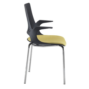 Solus designer 4 leg frame meeting chair with upholstered seat - Chrome Legs