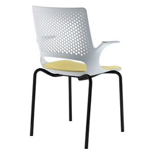 Solus designer 4 leg frame meeting chair with upholstered seat - Black Legs