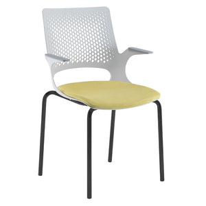 Solus designer 4 leg frame meeting chair with upholstered seat - Black Legs