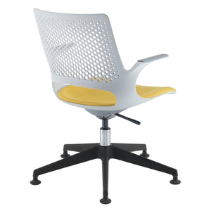 Solus designer operators chair with upholstered seat and glides