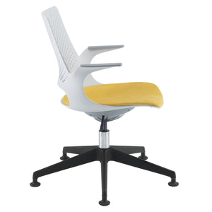 Solus designer operators chair with upholstered seat and glides