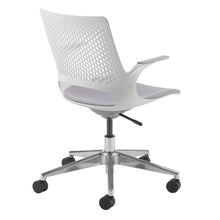 Load image into Gallery viewer, Solus designer operators chair with upholstered seat and chrome base