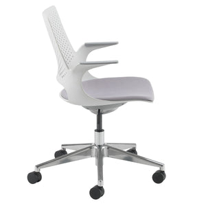 Solus designer operators chair with upholstered seat and chrome base