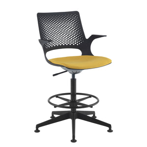 Solus designer draughtsmans chair with upholstered seat - Black Legs