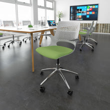 Load image into Gallery viewer, Solus designer operators chair with upholstered seat and chrome base
