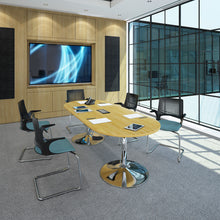 Load image into Gallery viewer, Solus designer cantilever meeting chair with upholstered seat and black frame