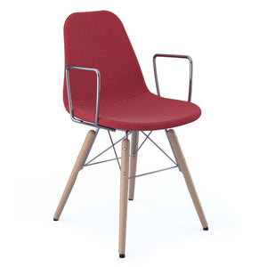 Suzi fully upholstered chair with arms and 4 oak wooden legs